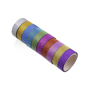 10PCS Glitter Washi Tape Stationery Scrapbooking Decorative Adhesive Tapes  DIY Color Masking Tape  School Supplies Papeleria