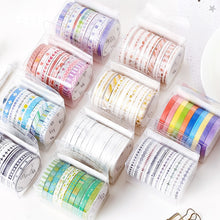 Load image into Gallery viewer, 10pcs/set Black Foiled Washi Tape Japanese Paper DIY Planner Masking Tape Adhesive Tapes Stickers Decorative Stationery Tapes