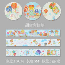 Load image into Gallery viewer, 3 Rolls Washi Masking Tape Set Petal Animal Flower Paper Masking Tapes Japanese Washi Tape Diy Scrapbooking Sticker, 15mm x 5m