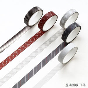 5 pcs/pack Striped/Grid/Flowers Basic Solid Color paper Washi Tape Adhesive Tape DIY Scrapbooking Sticker Label Masking Tape