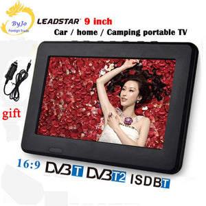 LEADSTAR D9 9 inch LED TV digital player DVB-T T2 Analog all in one MINI TV Support USB TF TV programs Car charger gift