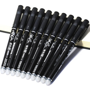 Wholesale 10PCS 0.5mm Rod Erasable Pen Blue / Black Ink Refill Magic Ballpoint Pen Office Supplies Student Exam Spare, Unisex